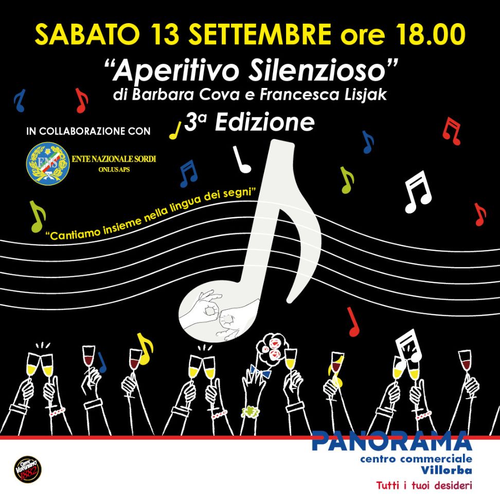 Immagine promozionale evento aperitivo silenzioso al Centro Commerciale Panorama Villorba