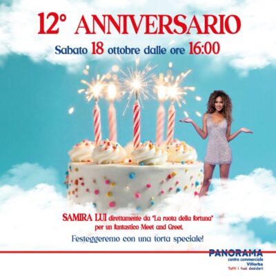 Immagine evento 12 anniversario al Centro Commerciale Panorama Villorba con Samira Lui