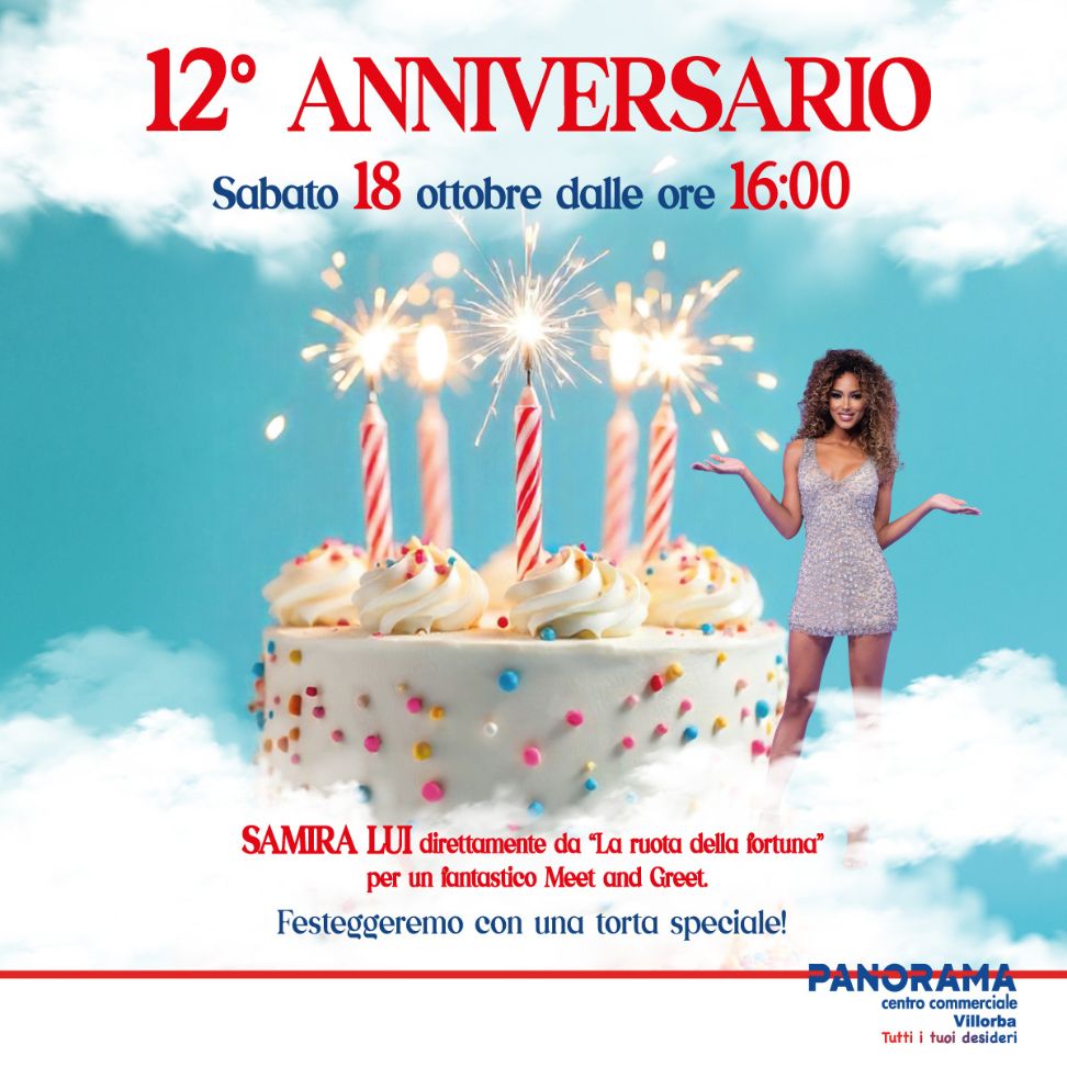Immagine evento 12 anniversario al Centro Commerciale Panorama Villorba con Samira Lui